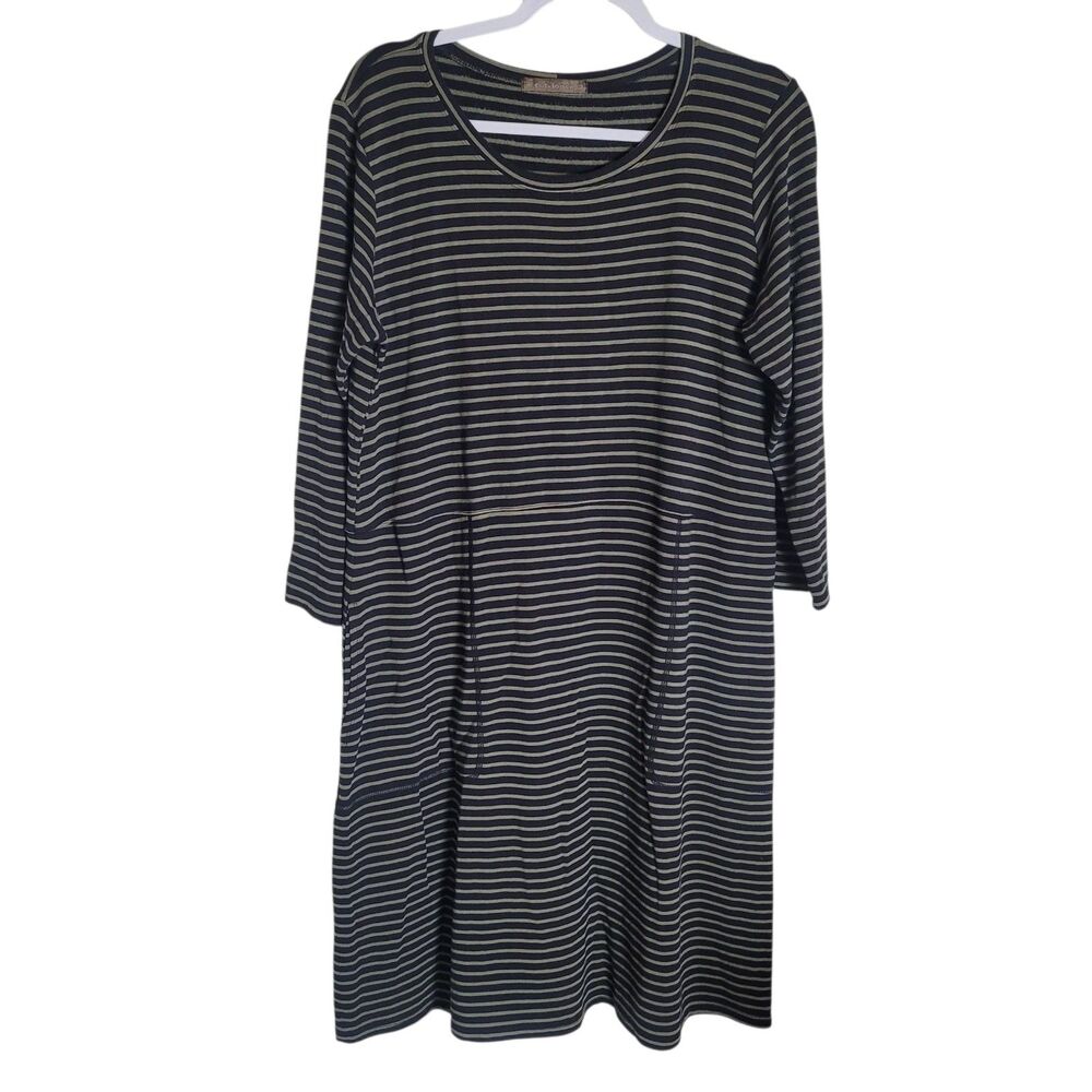 Cut Loose tan and black Striped Midi Dress